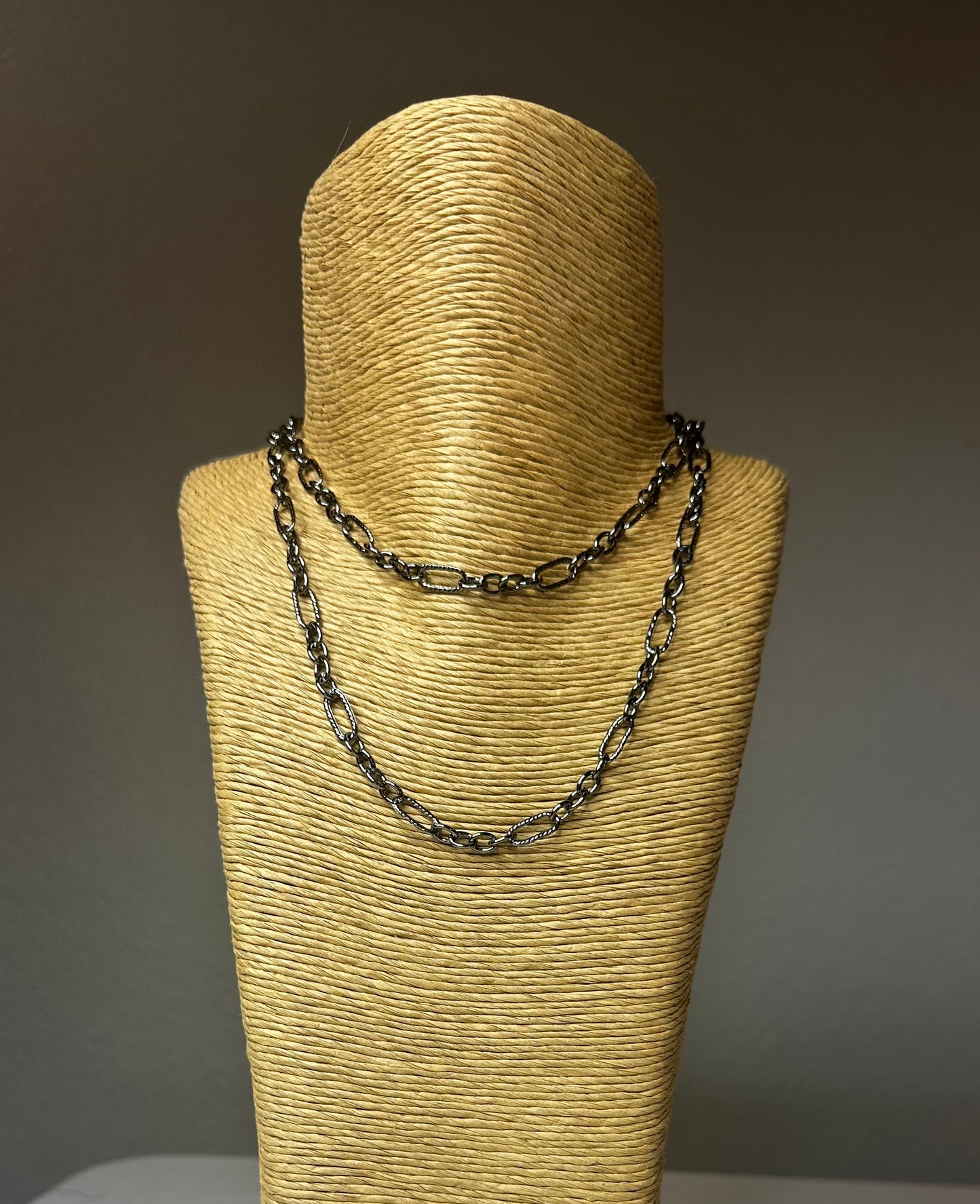 Blackened Silver 34" Chain Necklace