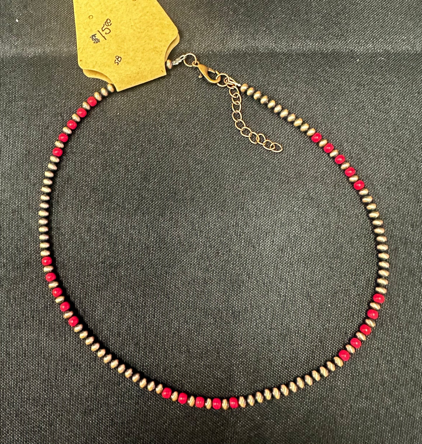 Copper and Red Bead Necklace