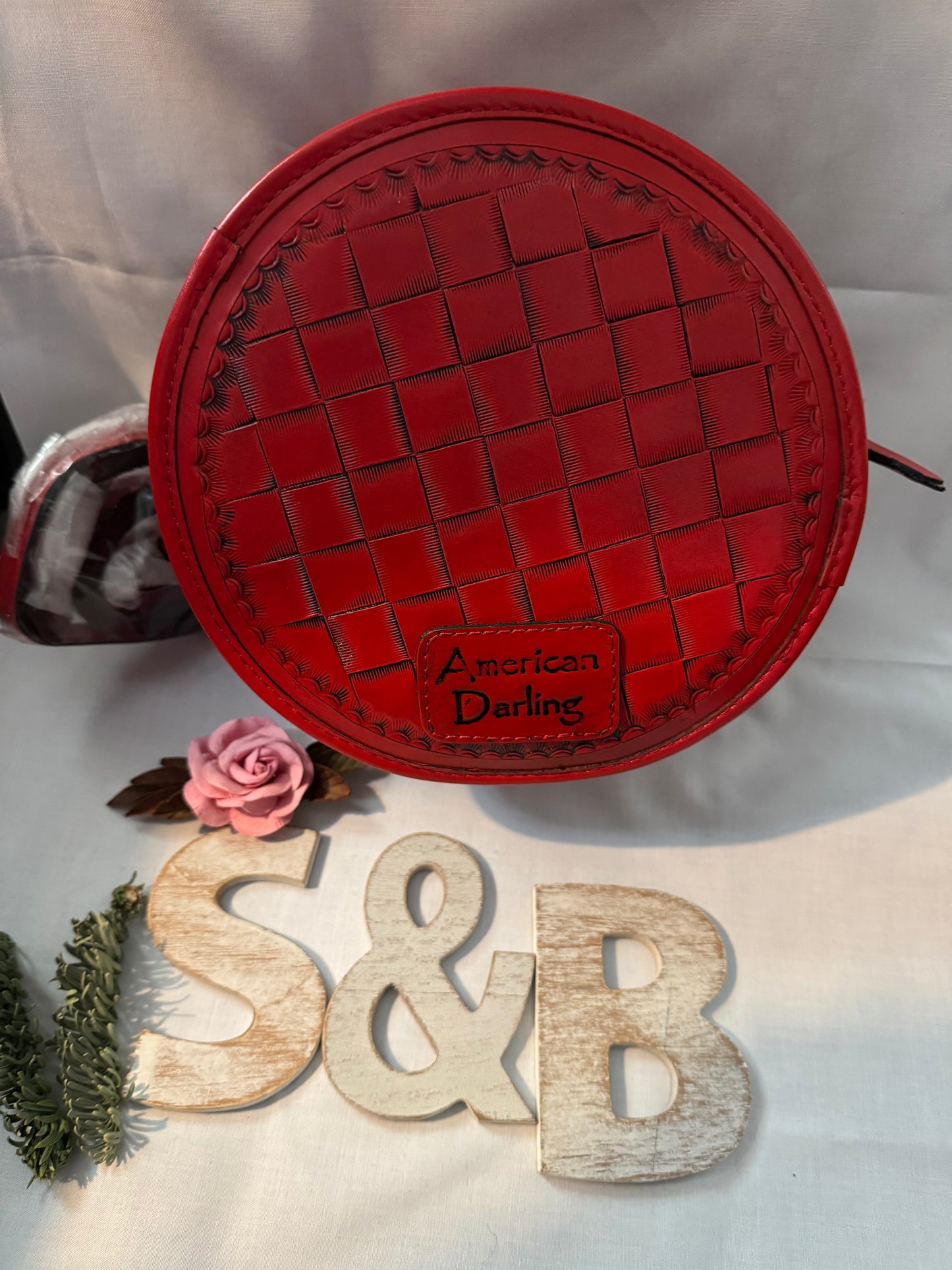 Red Leather Rope Box Purse by American Darling