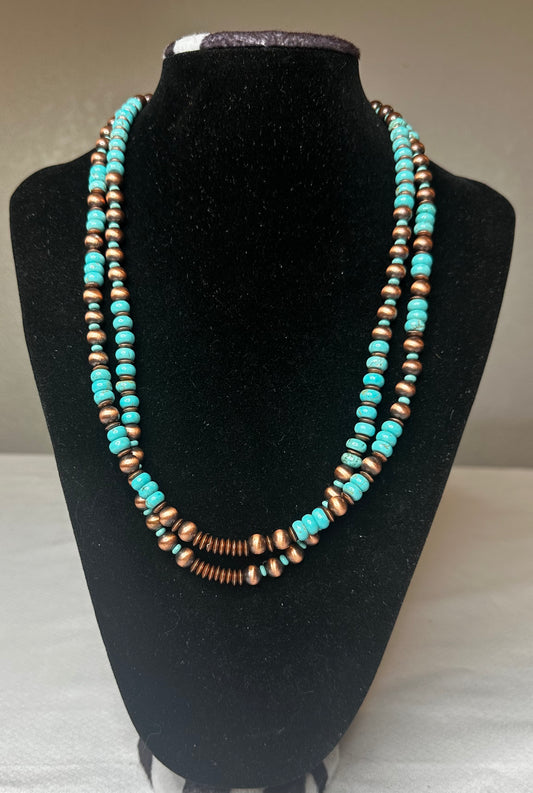 Turquoise and Copper Bead Necklace