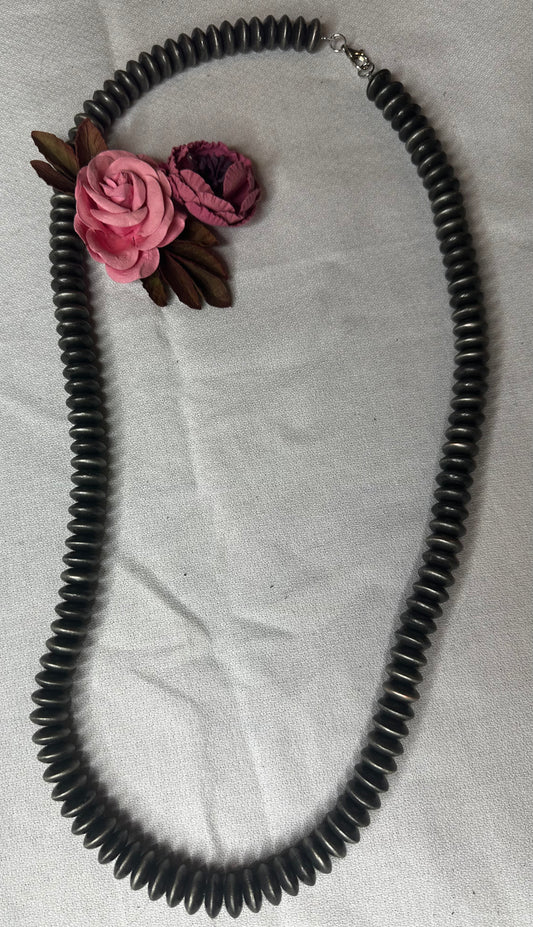 32 inch Brushed Silver Bead Necklace