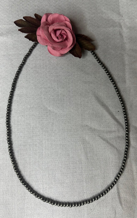 20 Inch Brushed Silver Bead Necklace