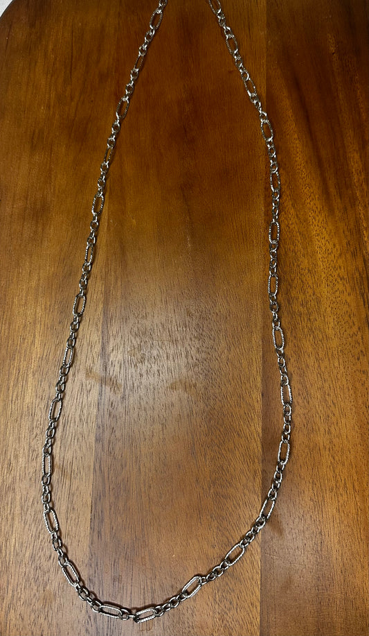 Silver Wide Chain Necklace 36"