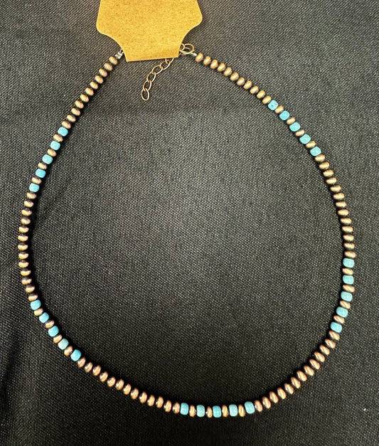 Copper and Turquoise Bead Necklace