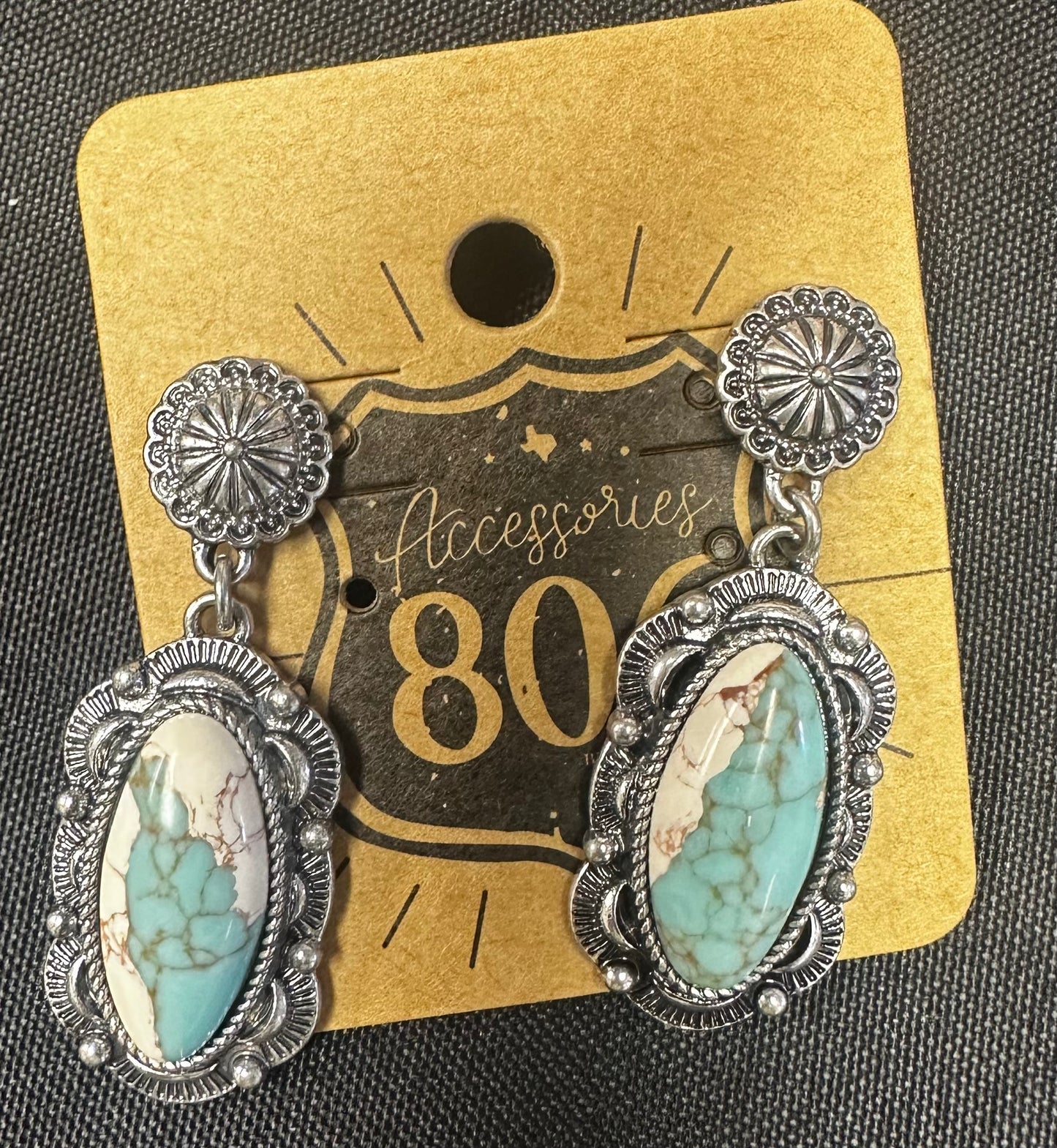 Turquoise and White Stone Earrings