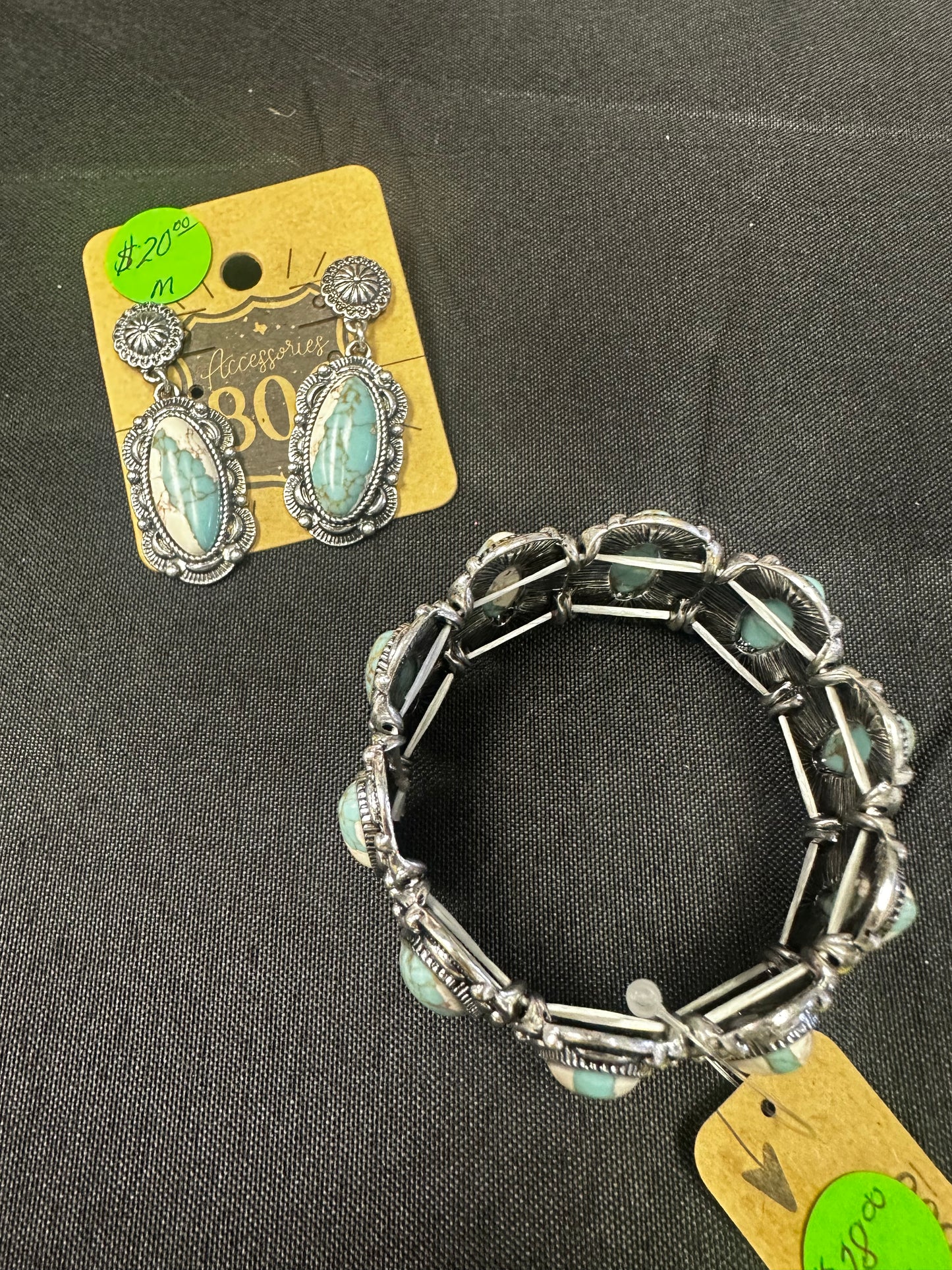 Turquoise and White Stone Earrings