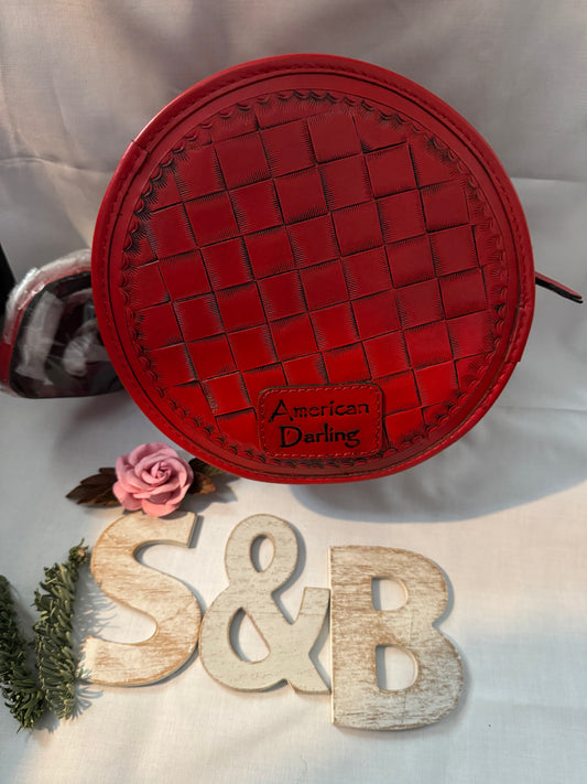 Red Leather Rope Box Purse by American Darling