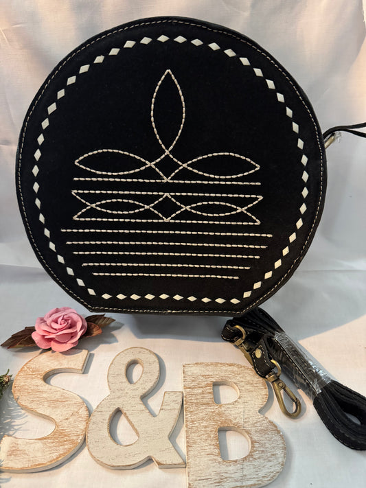 Round Leather Purse by American Darling - SB