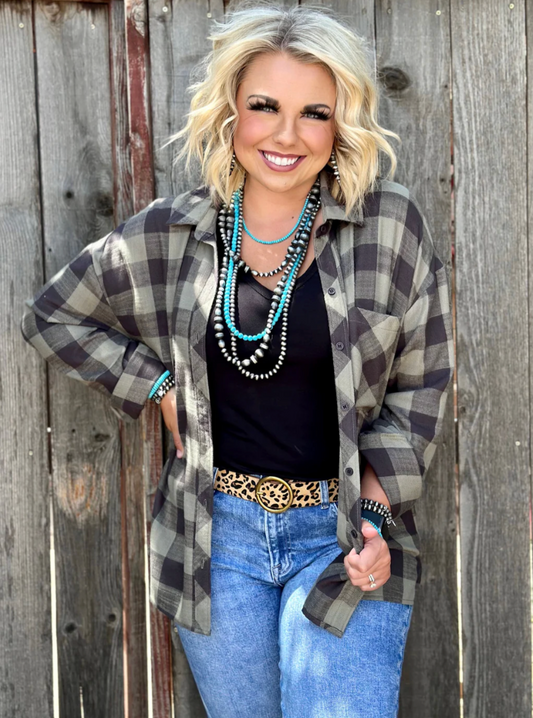 Olive & Black Women's Flannel